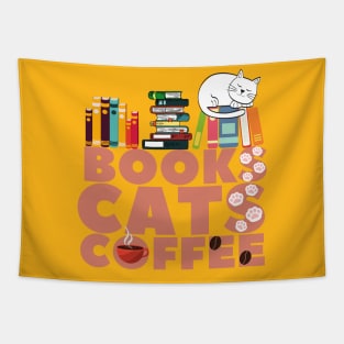 Books Cats Coffee Tapestry