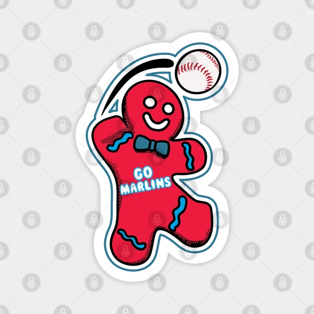 Miami Marlins Gingerbread Man Magnet by Rad Love