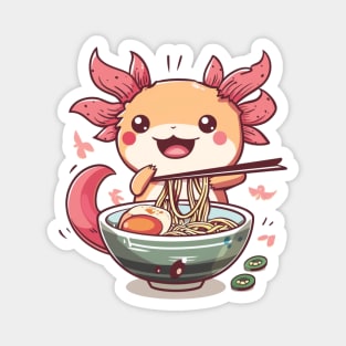 Cute axolotl love ramen Magnet