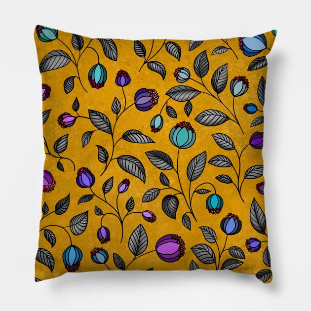 colorful floral pattern Pillow by thetreealien