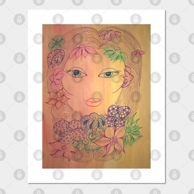 Beautiful Girl In The Garden Hippie Posters And Art Prints