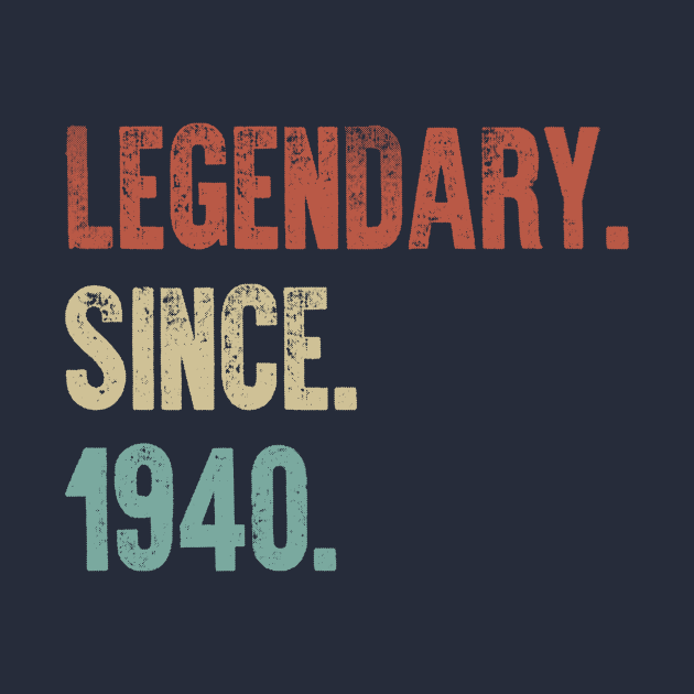 Retro Vintage 80th Birthday Legendary Since 1940 by DutchTees