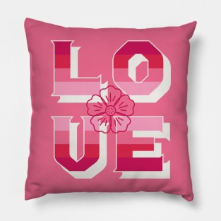 colorful love word with flower Pillow