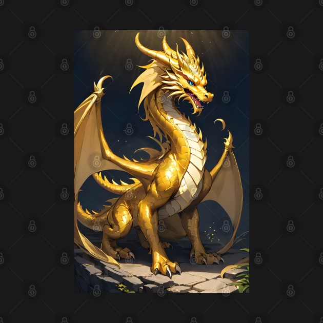 Beautiful Golden dragon by Spaceboyishere