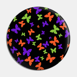 Halloween Butterflies Green Orange Purple Black Pin