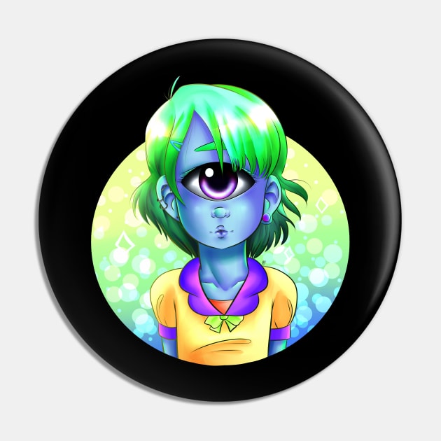 Cyclops Girl Pin by piefanart