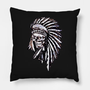 Native American Indian Skull Headdress Pillow