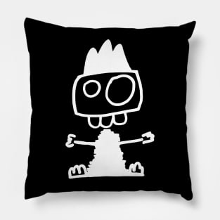 Cute monster - Mostrone Dentone (white on black) Pillow