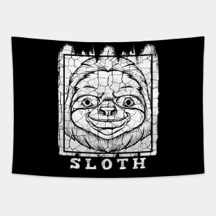 Vintage Sloth Face Lazy Retro Style Tapestry