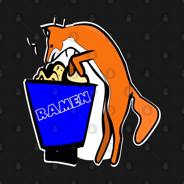 Kawaii Fox eating Ramen Noodles by Redmanrooster