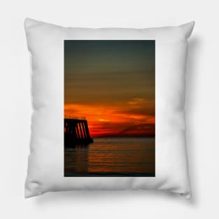 Sunrise and the wooden pier Pillow