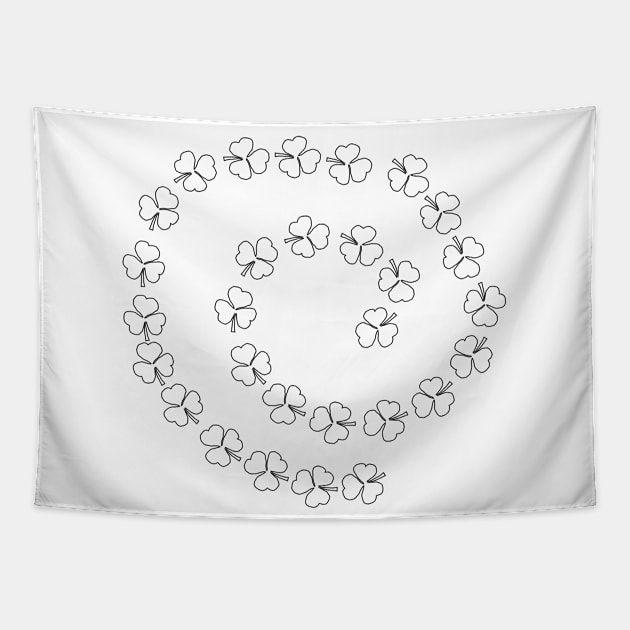 Shamrock Outline Spiral St Patricks Day Tapestry by ellenhenryart