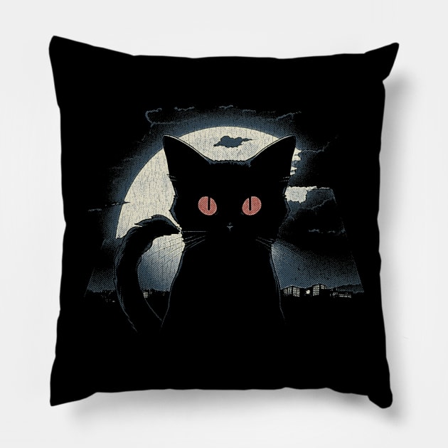 Cute cat under the moon Pillow by DragonDream