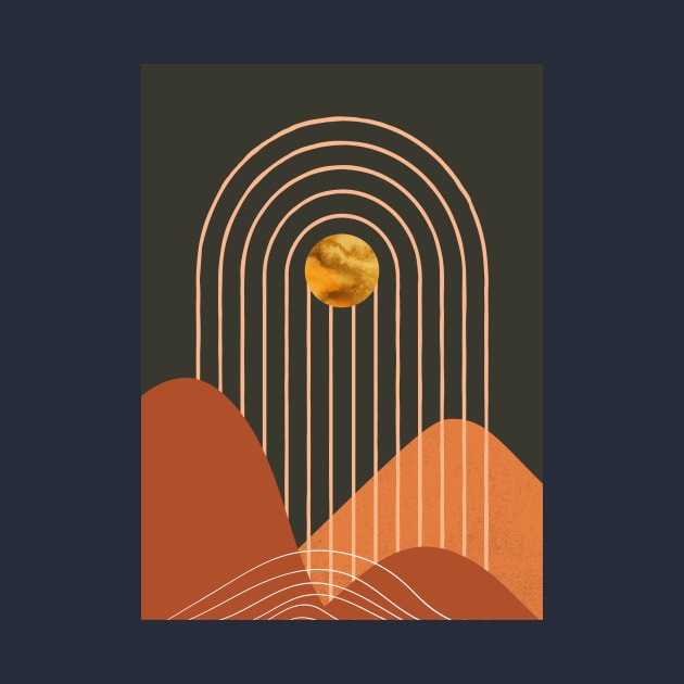 Mid century artwork of sun, archs and mountains. by waltzart