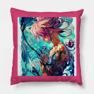 Fantastical Manga Flower Girl Pillow