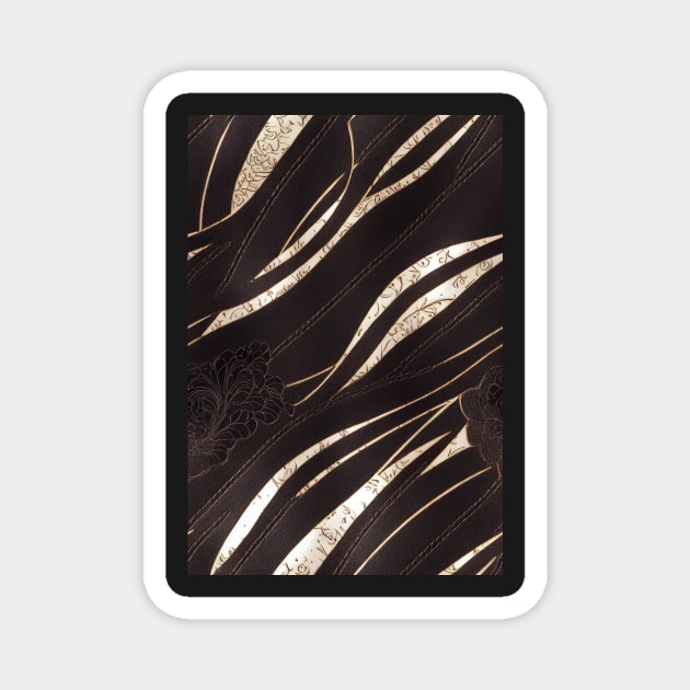 Dark Brown Ornamental Leather Stripes, natural and ecological leather print #58 Magnet by Endless-Designs