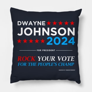 Vote The Rock 2024 President Dwayne Johnson Election (white) Pillow