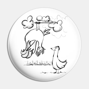 Upside down rooster Pin