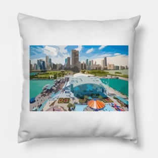 Navy Pier Chicago Painting Pillow