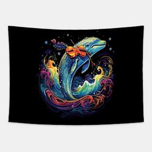 Whale Playing Violin Tapestry