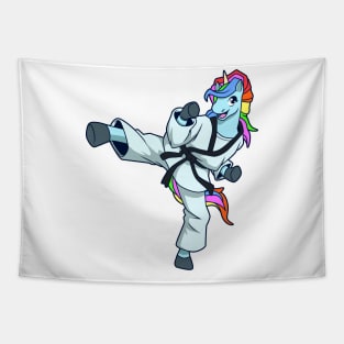 Cartoon unicorn makes Tang Soo Do Tapestry