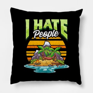 Cute & Funny I Hate People Beach Vacation Pun Pillow