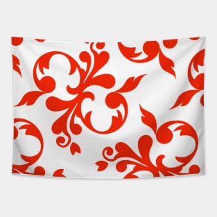 Red Abstract Victorian Flower Pattern Tapestry