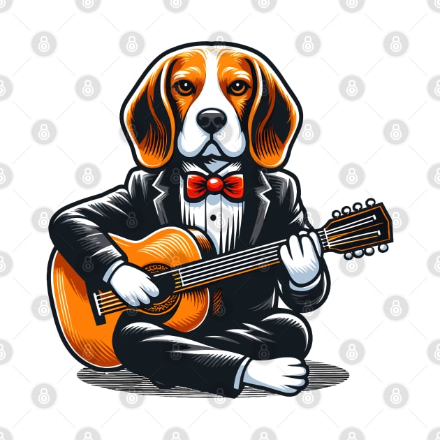 Beagle Playing Guitar by Graceful Designs