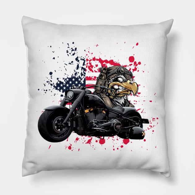 Patriotic Freedom Rider Pillow by Pieartscreation