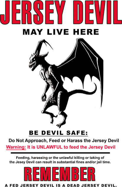 Jersey Devil Cryptid Activity Sign Kids T-Shirt by UnlovelyFrankenstein