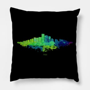 Phoenix City Skyline - Watercolor Green, blue Pillow