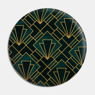 Emerald Green and Gold Art Deco Pin