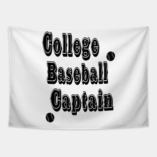 College Baseball Captain Typographic Design - Baseball Lover's Delight Tapestry