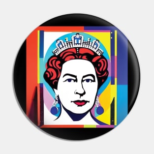 Queen Elizabeth II in Gouache Pop Art - Bold Pin