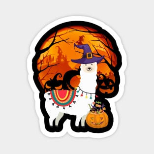 Llama pumpkin witch Magnet
