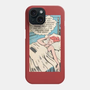 Comic woman in bed thinking Phone Case