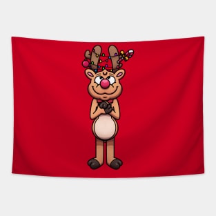 Christmas Reindeer With Christmas Ornaments Tapestry