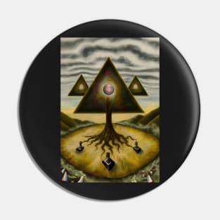 Surrealist painting like digital art with pyramids tree roots and the seed of the monad with within Pin