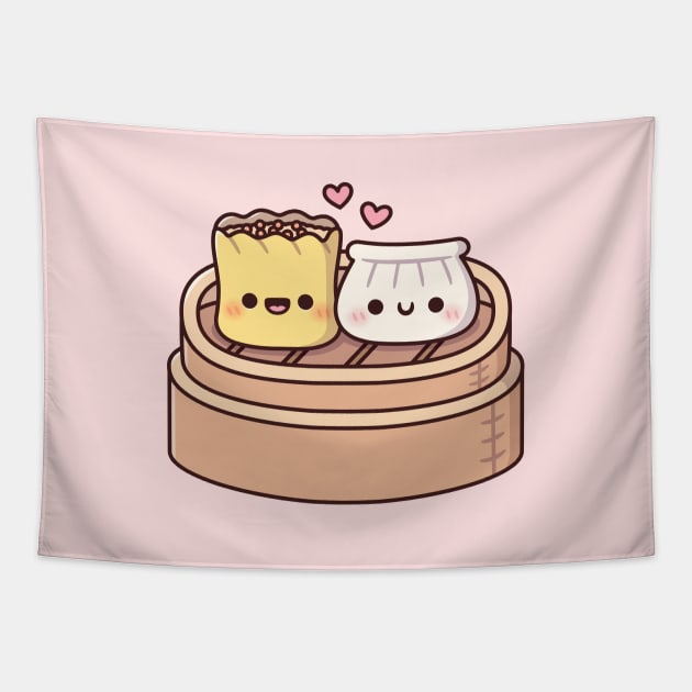 Cute Siu Mai And Har Gow Dumplings Dim Sum Food Tapestry by rustydoodle