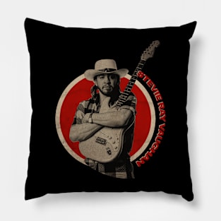 Stevie Ray on red color Pillow