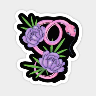 Pink snake with roses Magnet