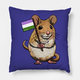 Mouse with GenderQueer Flag Pillow