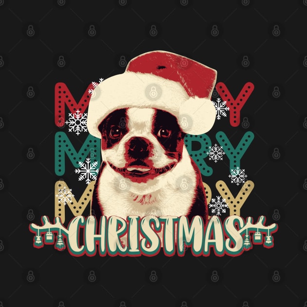 Cute Boston Terrier Merry Christmas by mia_me