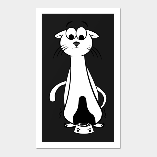 Funny Skinny Cat Eat Fish Bones From A Big Bowl Funny Cats