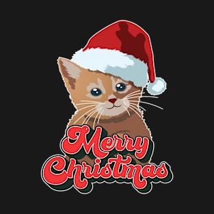 Merry Christmas Cute Funny Cat Santa Hat - Christmas Gift For Men, Women & Kids T-Shirt