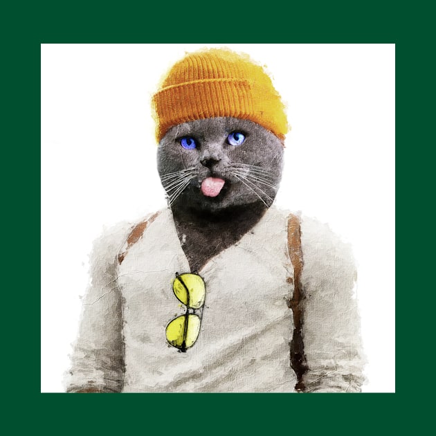 Hipster Cat in Oil: A Feline Fashionista Masterpiece by thelazypigeon