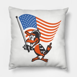 Baltimore Orioles Bird with American Flag Pillow