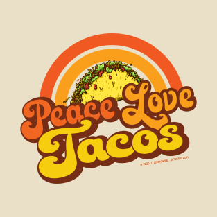 PEACE LOVE TACOS - Retro Rainbow T-Shirt