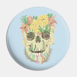 Skull with Flowers Pin