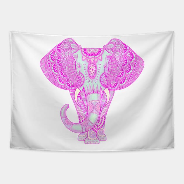 Mandala elephant pink Tapestry by aye_artdg